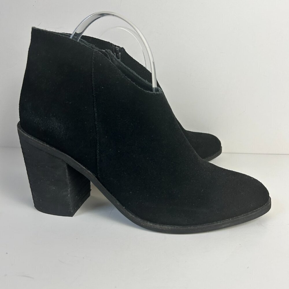 Jeffrey Campbell Boots Womens 9 Black Kamet-2 Leather Suede Ankle Booties Block - Picture 5 of 11